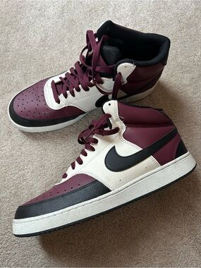 Nike Court Vision Mid Next Nature in the Dark Beetroot/Black-Sail size 10